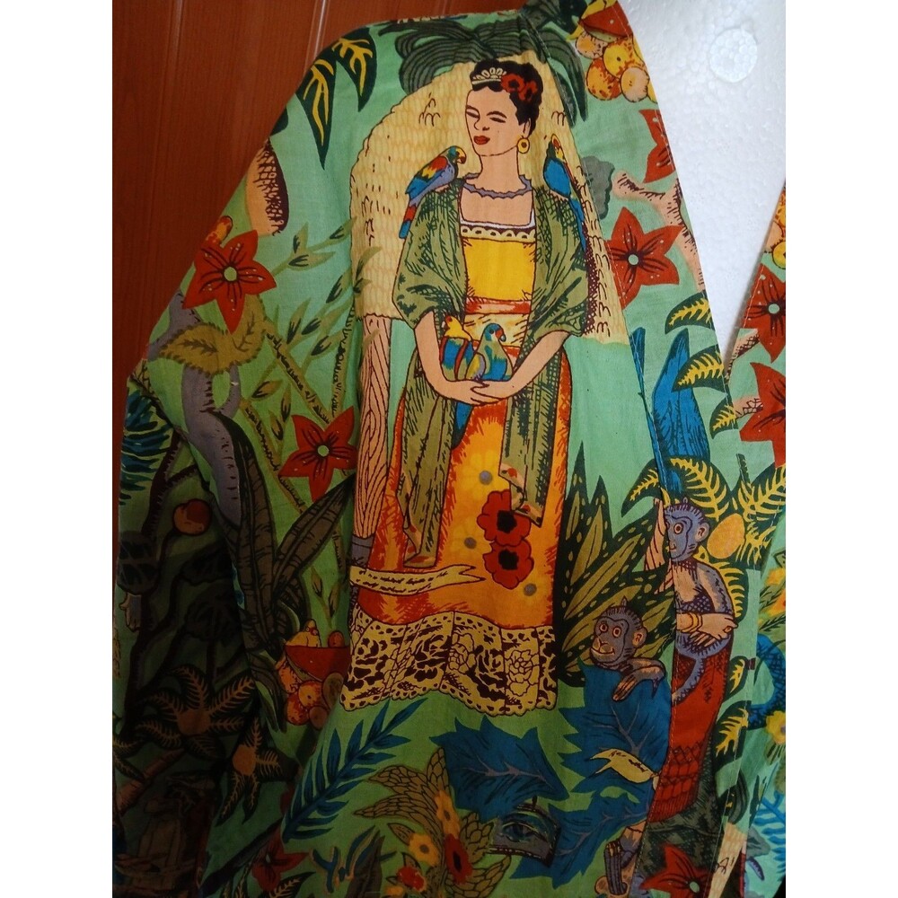 Craftluxe Kimono Robe Frida Kahlo Tropical Print 100% Cotton NWOT - Picture 7 of 16
